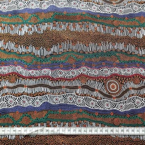 GATHERING BY THE CREEK Aborigines Stoff aus Australien